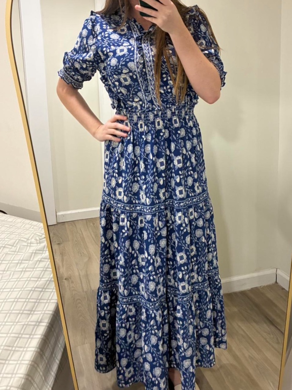 Max Studio Navy & White Floral Tiered Maxi Dress - Picture 2 of 3